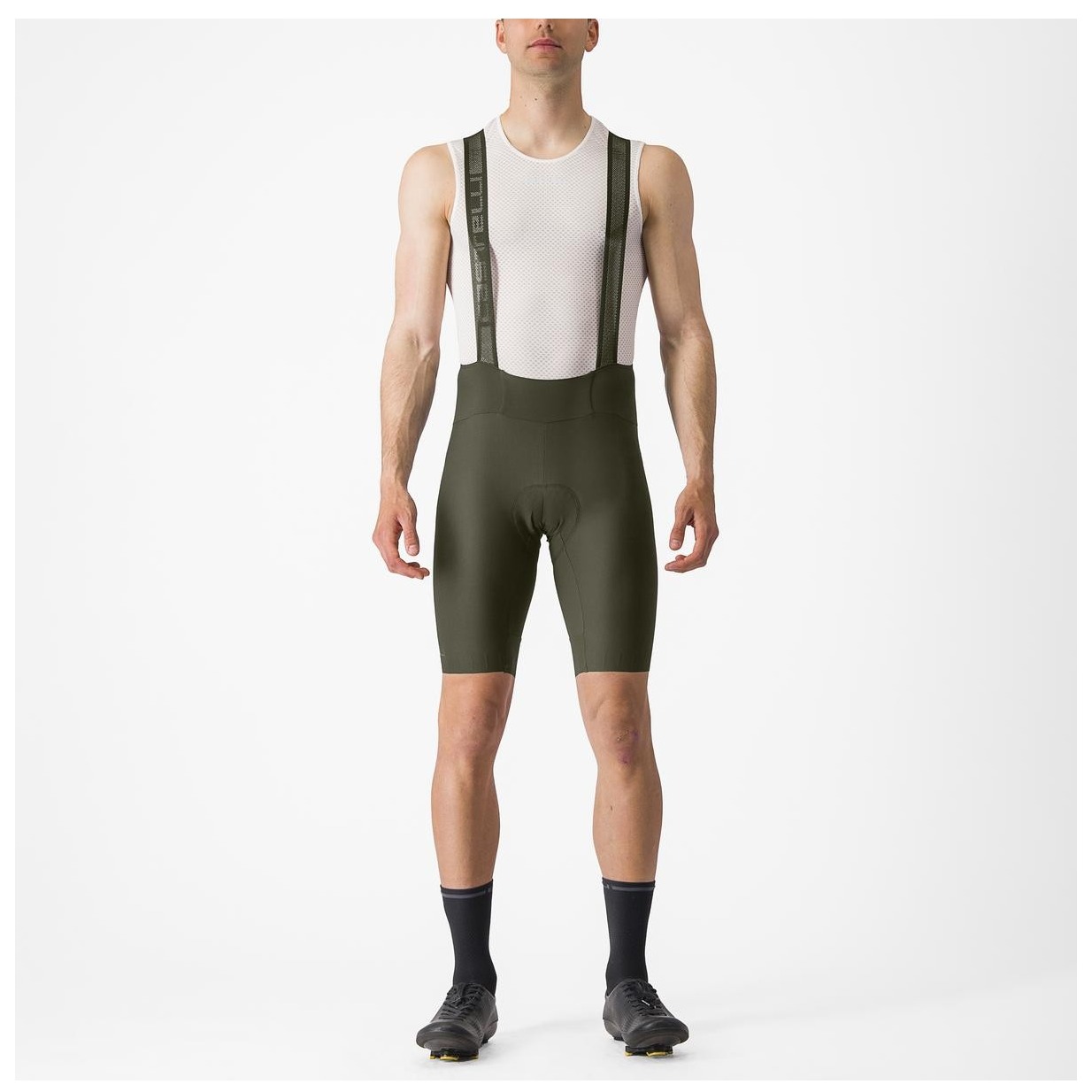 Pantaloni Scurti Cu Bretele Castelli Espresso Verde Inchis-M