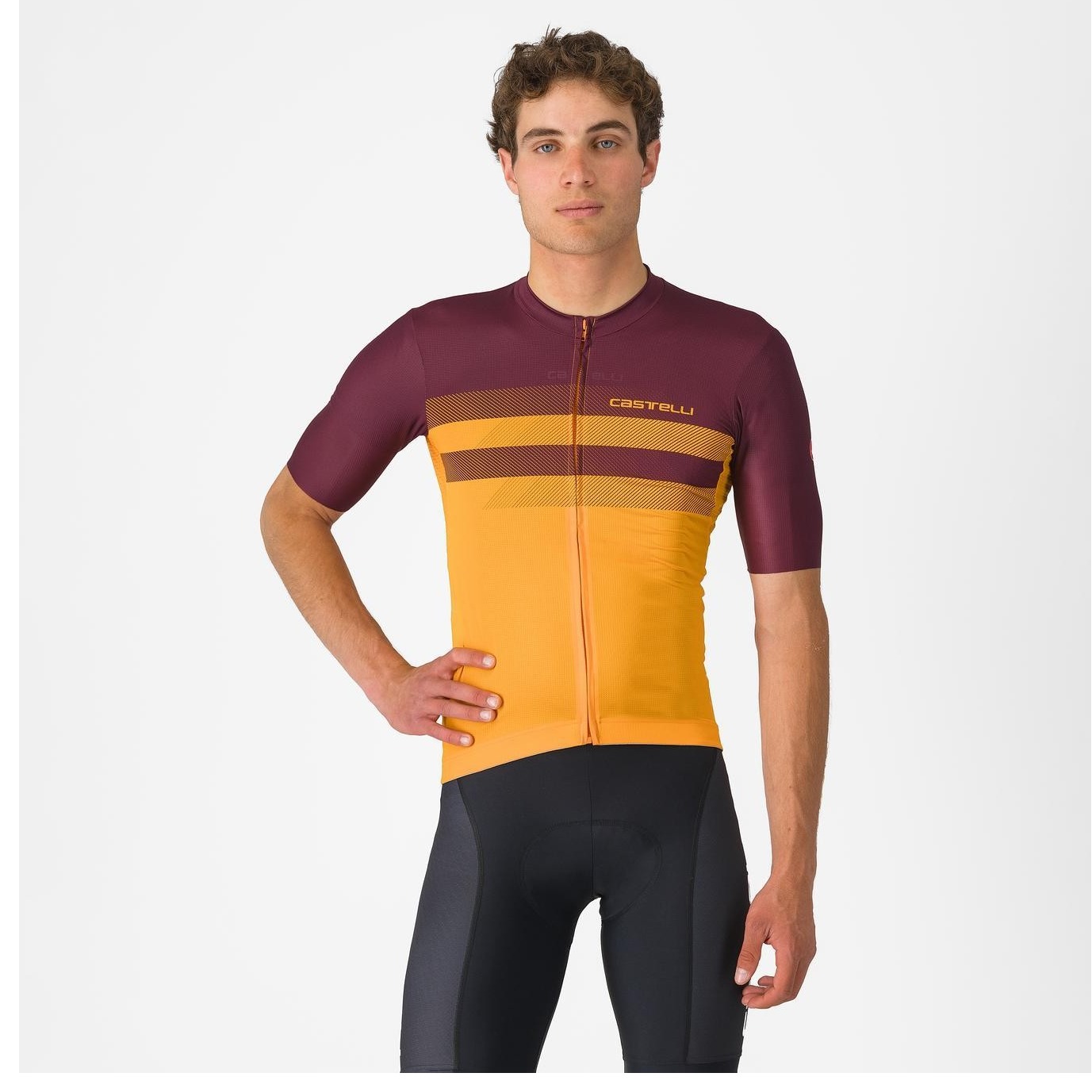 Tricou Castelli Simbolo Portocaliu Aprins/Visiniu Inchis-S