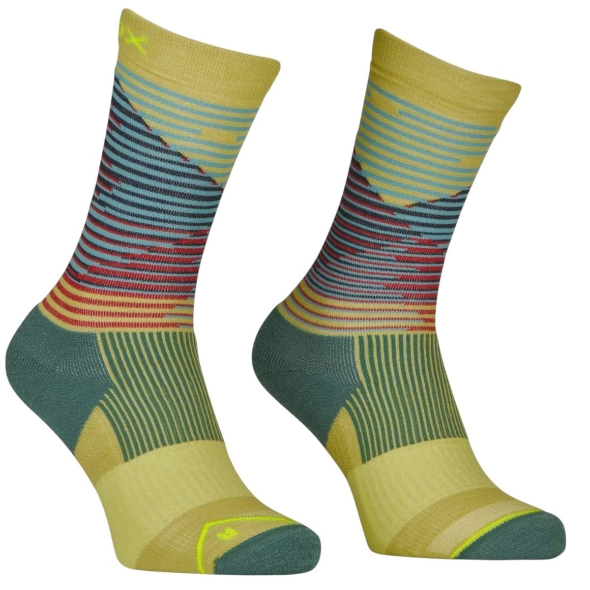 Sosete merino barbati Ortovox All Mountain Mid-Galben/Verde-45-47