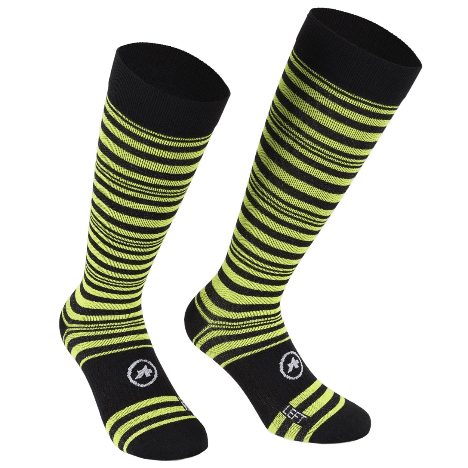 Sosete ciclism dama Assos Sonnenstrumpf Spring Fall-Negru/Galben-35-38