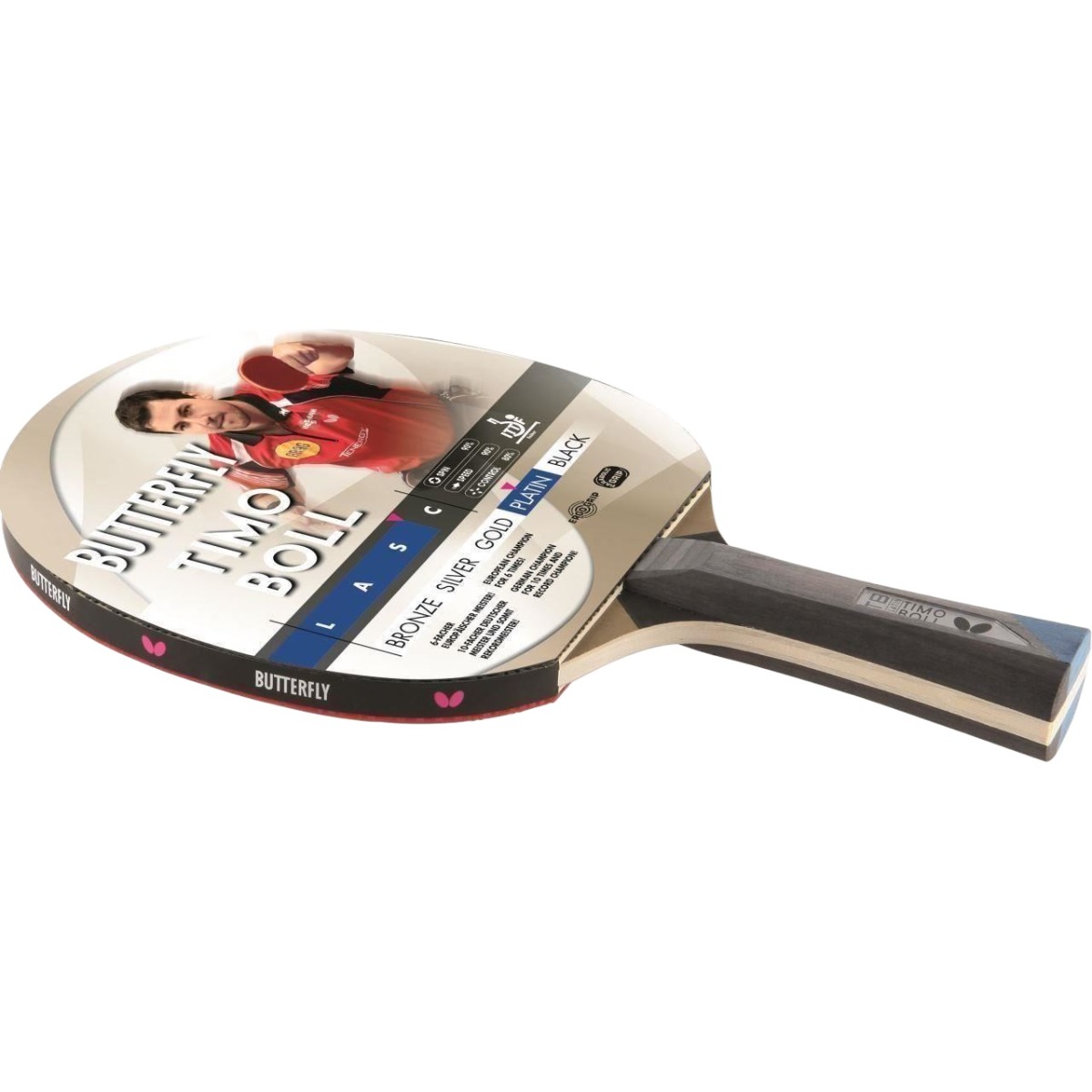 Paleta tenis de masa Butterfly Timo Boll Platin, maner anatomic
