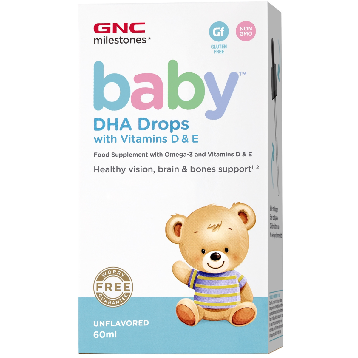 GNC Milestones Baby DHA Drops with Vitamins D & E, Picaturi cu DHA + Vitamina D si E pentru Bebelusi, 60 ml