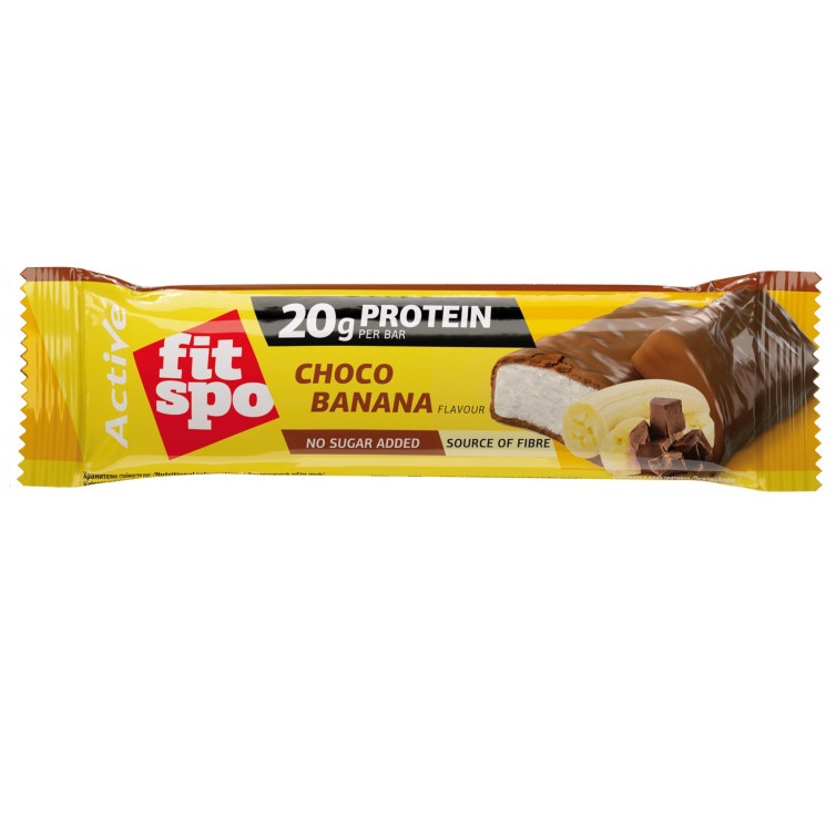 Baton proteic Fitspo Active Protein Aroma de Ciocolata si banane, 60g
