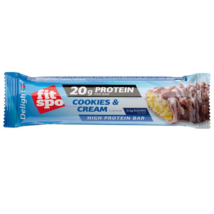 Baton proteic Fitspo Delight Protein Aroma de Biscuiti si frisca, 60g