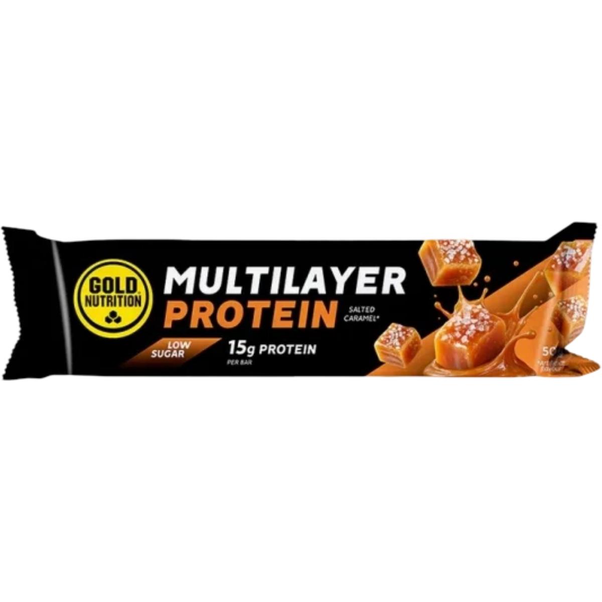Baton proteic GoldNutrition Multilayer Protein Bar Low Sugar aroma caramel sarat, 50g