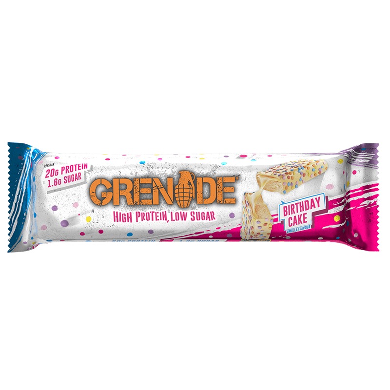 Baton proteic Grenade aroma Birthday Cake, 60g