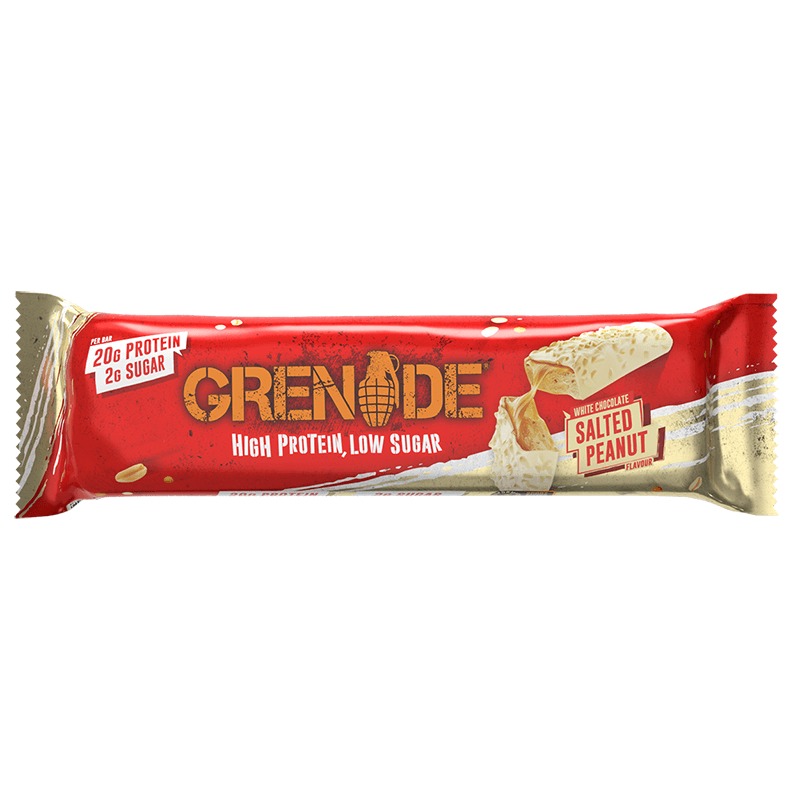Baton proteic Grenade aroma cicolata alba si alune sarate, 60g