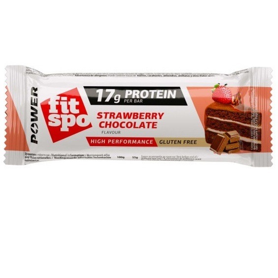 Baton proteic FitSpo Power Aroma de Ciocolata cu capsuni, 55g