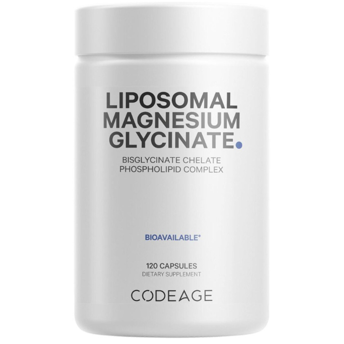 Codeage Liposomal Magnesium Glycinate, Magneziu Bisglicinat Lipozomal cu BioPerine - Formula Avansata pentru Absorbtie Superioara, 120 cps