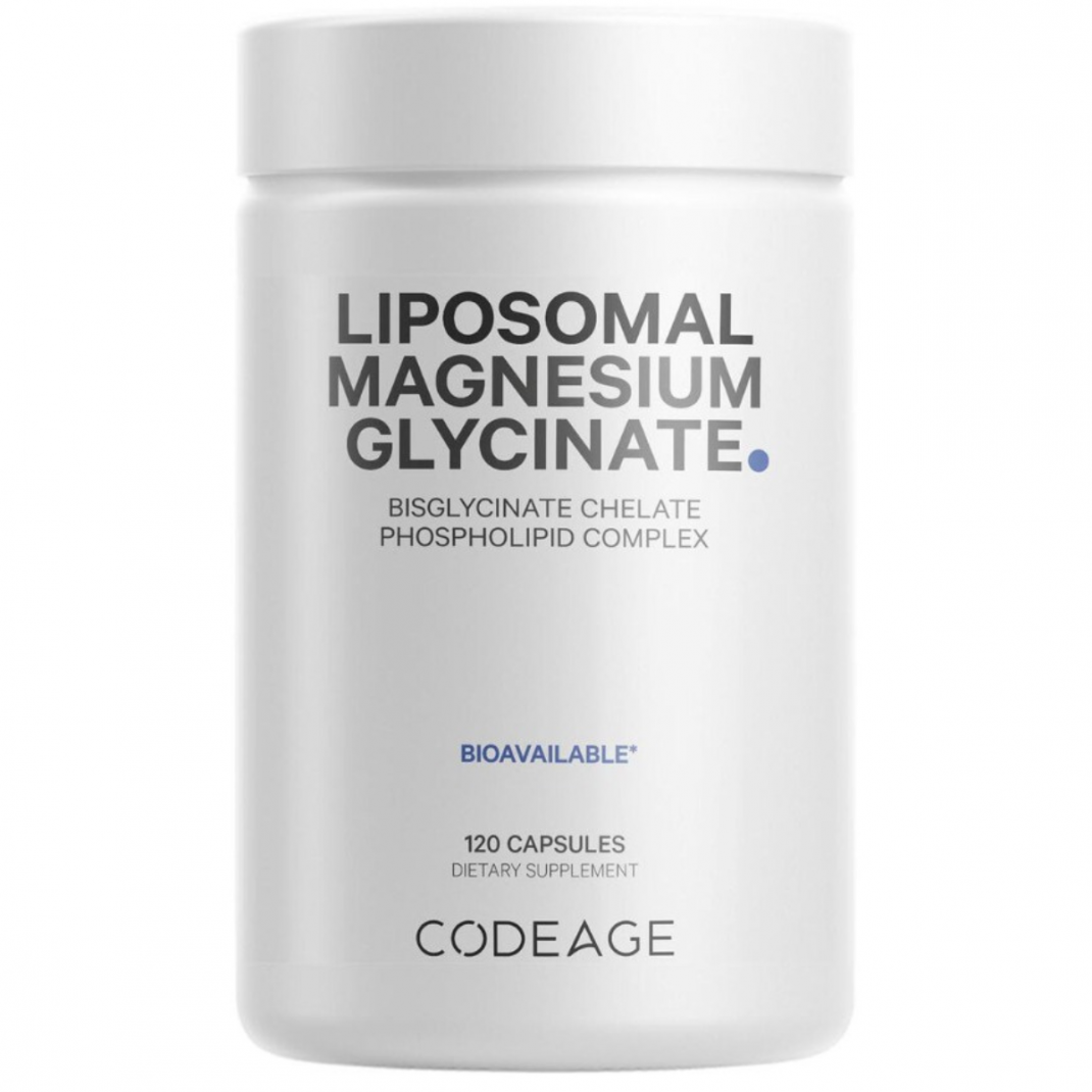 Codeage Liposomal Magnesium Glycinate, Magneziu Bisglicinat Lipozomal cu BioPerine - Formula Avansata pentru Absorbtie Superioara, 120 cps