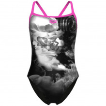 Costum baie dama Arena Airbrush Challenge Back-Negru/Roz-34
