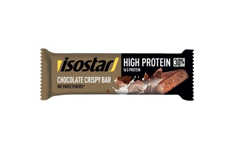 Baton proteic Isostar 30% High Protein 55g, Aroma Ciocolata crocanta