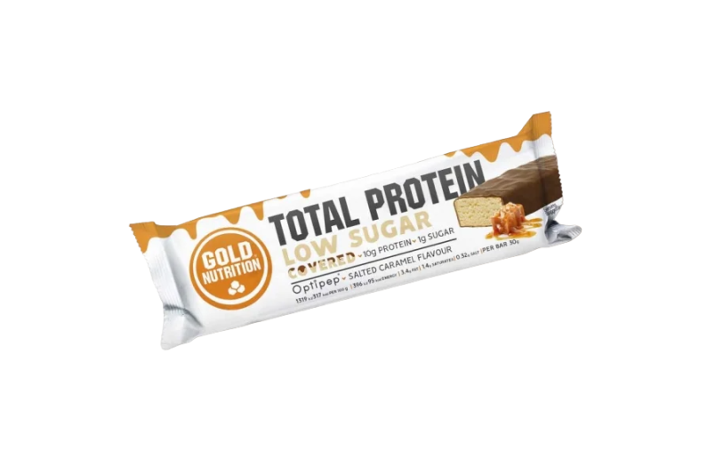 Baton proteic Gold Nutrition Total Protein Bar Low Sugar Aroma Caramel Sarat, 30g