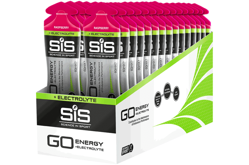 Pachet 30 geluri energizante SiS Go Energy + Electrolyte Aroma Zmeura 60 ml