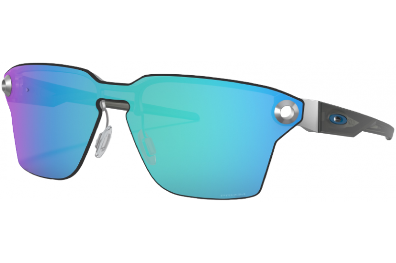 Ochelari de soare Oakley Lugplate Satin Chrome / Prizm Sapphire
