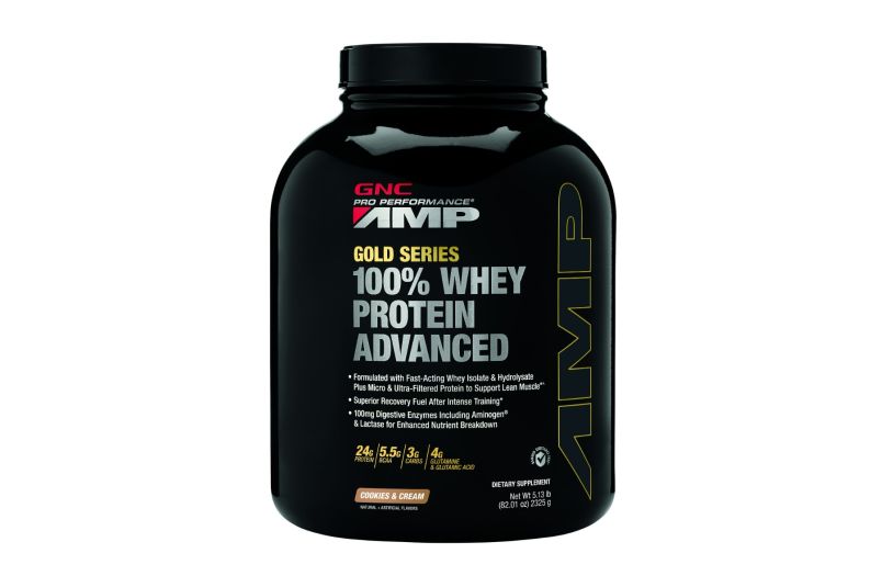 Supliment alimentar GNC AMP Gold Advanced 100% Proteina din Zer cu Aroma de Biscuiti si Frisca 2325 g