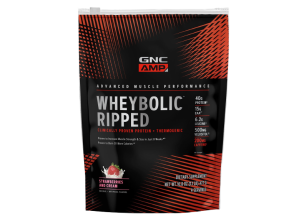 GNC AMP Wheybolic Ripped, Proteina din zer cu aroma de crema de capsuni, 477 G