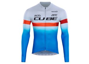 Tricou ciclism barbati Cube Teamline L/S-Bleumarin/Rosu-L