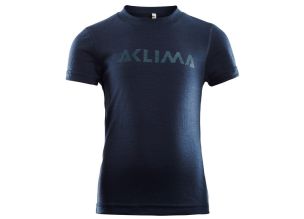 Tricou merino copii Aclima Lightwool Logo-Bleumarin-100