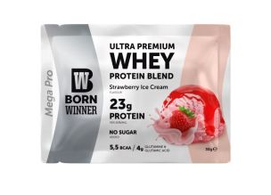 Pudra proteica Born Winner Mega Pro 69% Aroma Capsuni, 30g