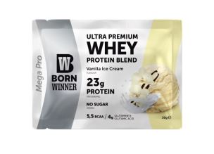 Pudra proteica Born Winner Mega Pro 69% Aroma Inghetata de vanilie, 30g