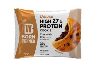 Biscuiti proteici Born Winner Deluxe High Protein 27% 75g, Aroma Biscuiti Ciocolata