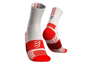 Sosete compresie alergare Compressport Pro Marathon-Alb/Rosu-T4