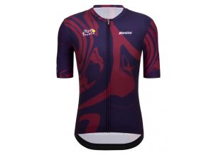 Tricou ciclism barbati Santini Bordeaux-Rosu/Albastru-S