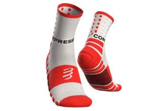 Sosete compresie alergare Compressport Shock Absorb-Alb/Rosu-T1