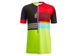 Tricou tehnic ciclism barbati Santini Paris Roubaix Forger des Heroes -Verde/Negru/Rosu-S