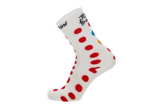 Sosete ciclism Santini GPM leader Tour de France-Alb/Rosu-XS/S