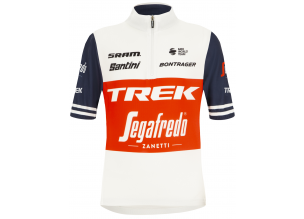 Tricou ciclism copii Santini Trek Segafredo SS 2021-Alb/Rosu-7-8 ani