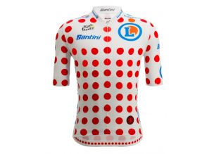 Tricou ciclism barbati Santini Best Climber Tour de France-Alb/Rosu-S