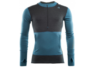 Hanorac merino barbati Aclima WarmWool Sweater Net-Albastru/Negru-S