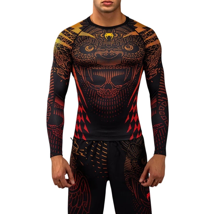 Bluza compresie barbati Venum Quetzal Fury Rashguard-Negru/Portocaliu-S