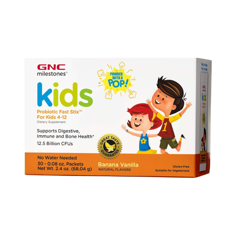 Probiotic Lab4 Studiat Clinic pentru Copii 4+ Ani cu Aroma de Vanilie si Banane Gnc Milestones Kids Microbio Complex Fast Stix 30 Plicuri