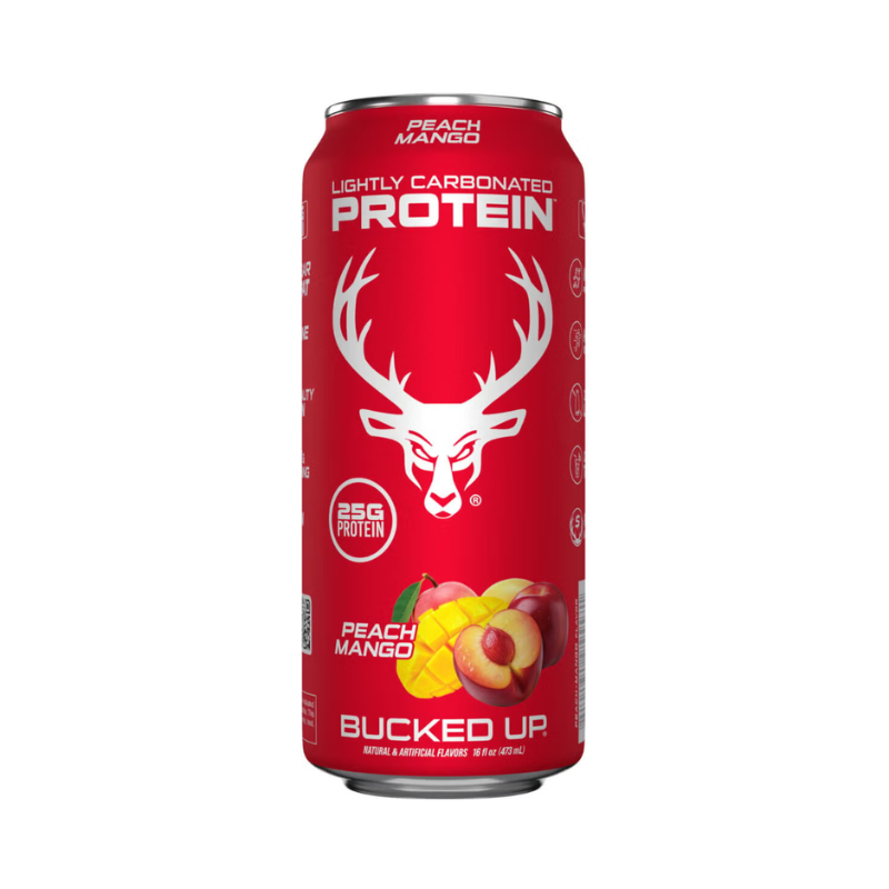 Bautura Proteica Usor Carbogazoasa cu Aroma Piersica si Mango Bucked Up Lightly Carbonated Protein Rtd 473 Ml