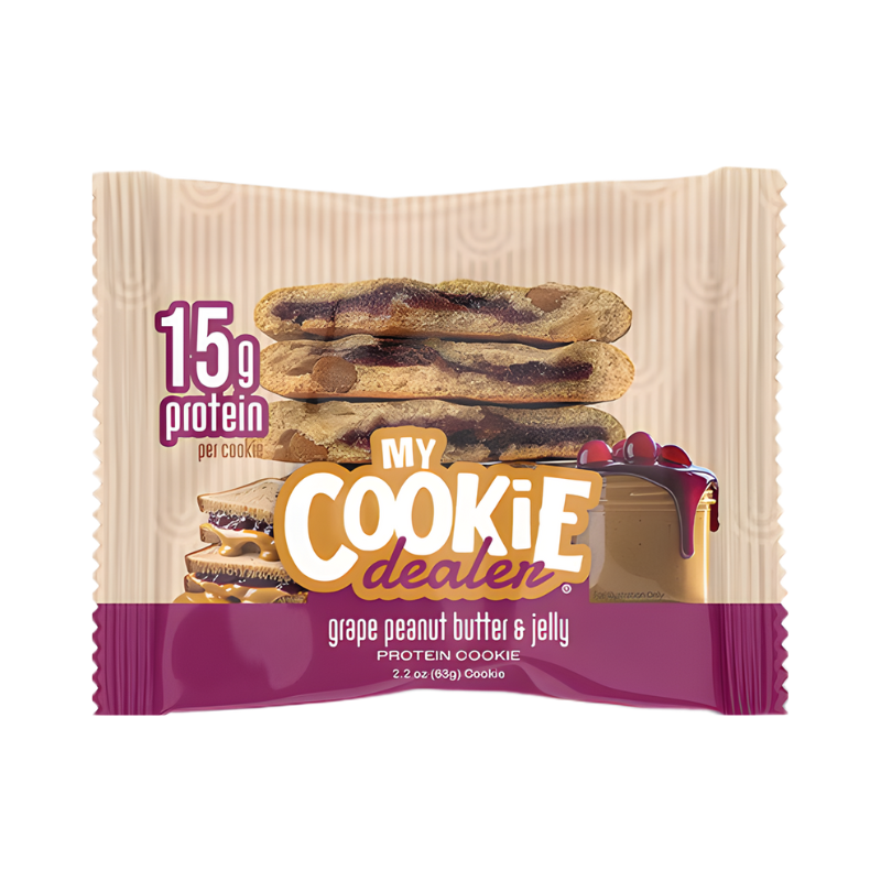 Biscuit Proteic cu Aroma de Unt de Arahide si Gem de Struguri My Cookie Dealer Protein Cookie With Peanut Butter & Grape Jelly 63 G