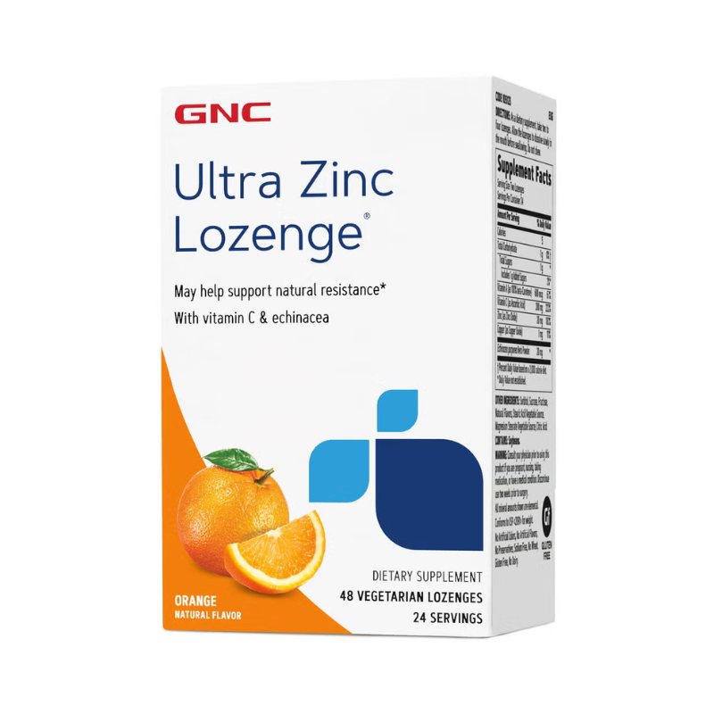 Zinc GNC Ultra Zinc Lozenge, Cu Aroma Naturala De Portocale, 48 Tb