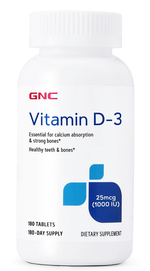 Supliment alimentar GNC Vitamina D-3 25 mcg (1000 UI) 180 TB