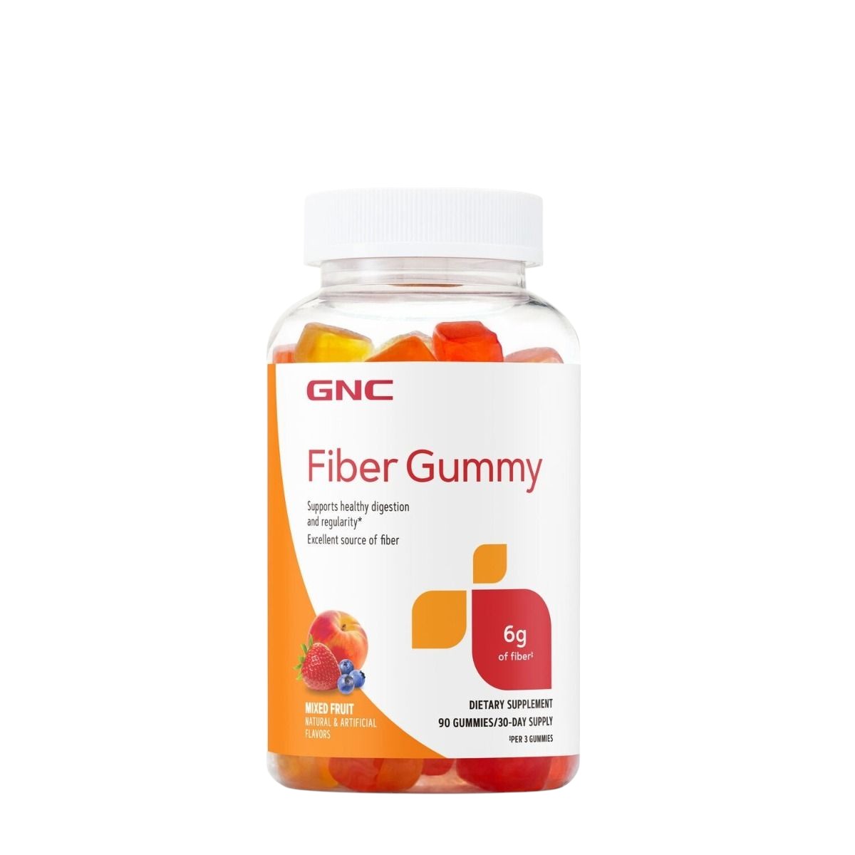 Jeleuri GNC cu fibre cu aroma de fructe asortate, 90 jeleuri