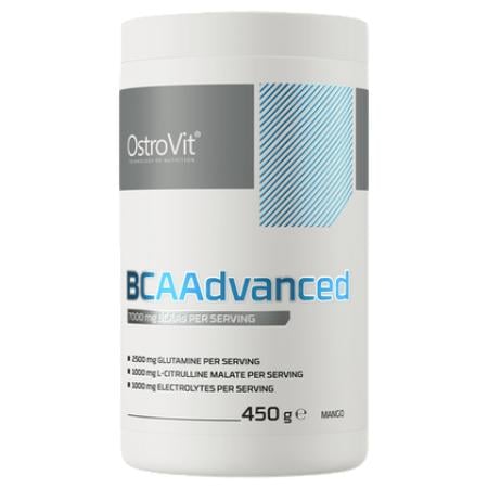 Aminoacizi BCAA cu Glutamina, Citrulina si Electroliti, OstroVit BCAAdvanced, 450 g, Aroma Mango