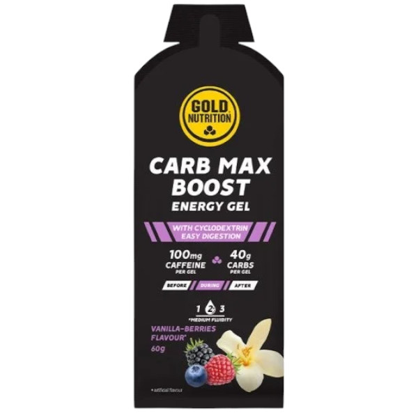 Gel energizant GoldNutrition Carb Max Boost Aroma de vanilie si fructe de padure, 60g