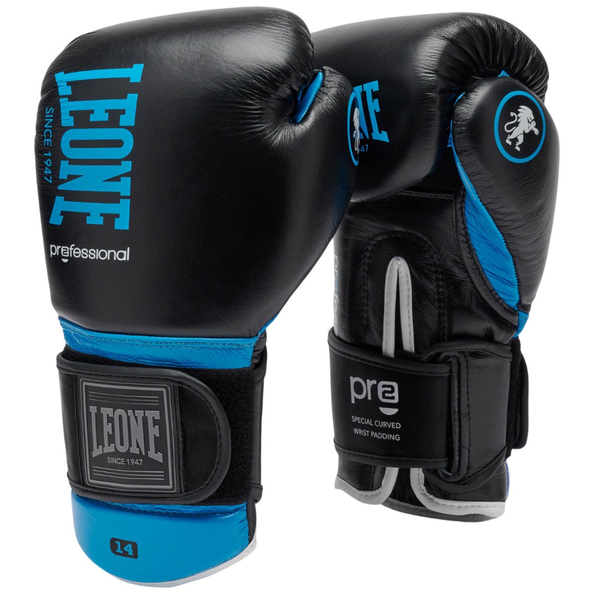 Manusi de box Leone Professional 2-Negru/Albastru-14 oz