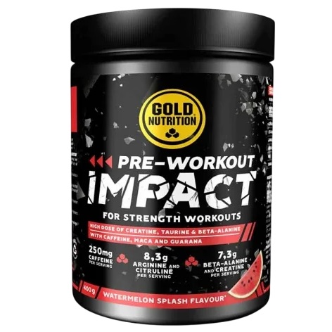 Supliment alimentar GoldNutrition Pre-Workout Impact Aroma de Pepene rosu, 400 g