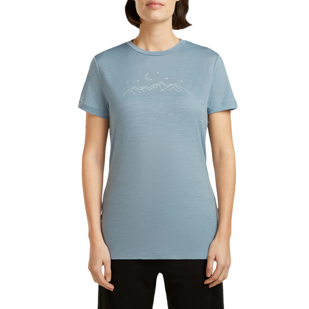 Tricou merino dama Icebreaker 150 Tech Lite Sparkling Stars-Bleu-XS