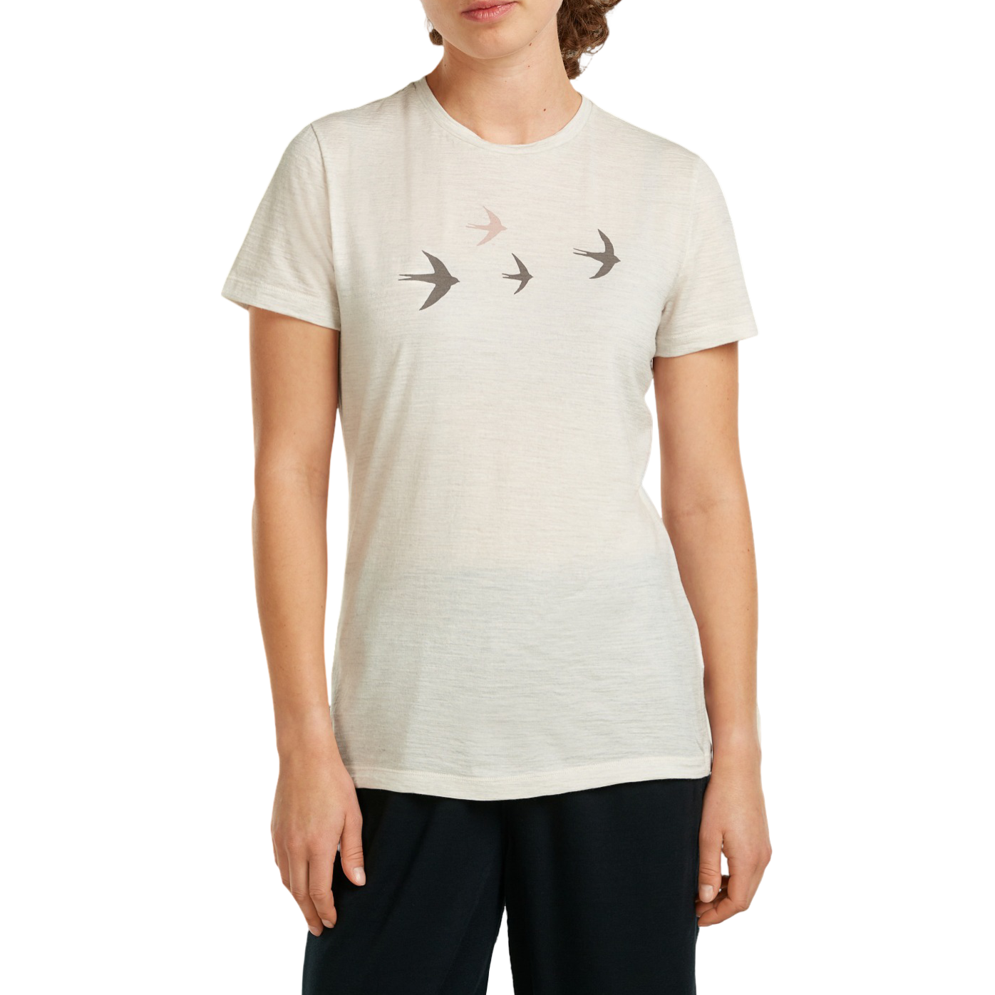 Tricou merino dama Icebreaker 150 Tech Lite Bird Transit-Alb-XS