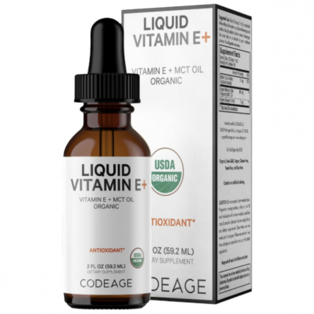 CodeAge Liquid Vitamin E and MCT oil, formula pentru vitalitate zilnica si echilibru metabolic, 59.2 ml