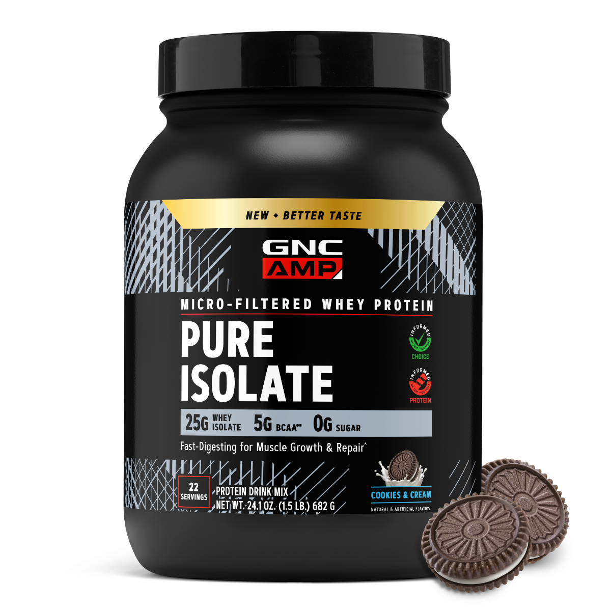 Proteina Izolata din Zer Gnc Amp Pure Isolate cu Aroma de Biscuiti cu Crema 682 G