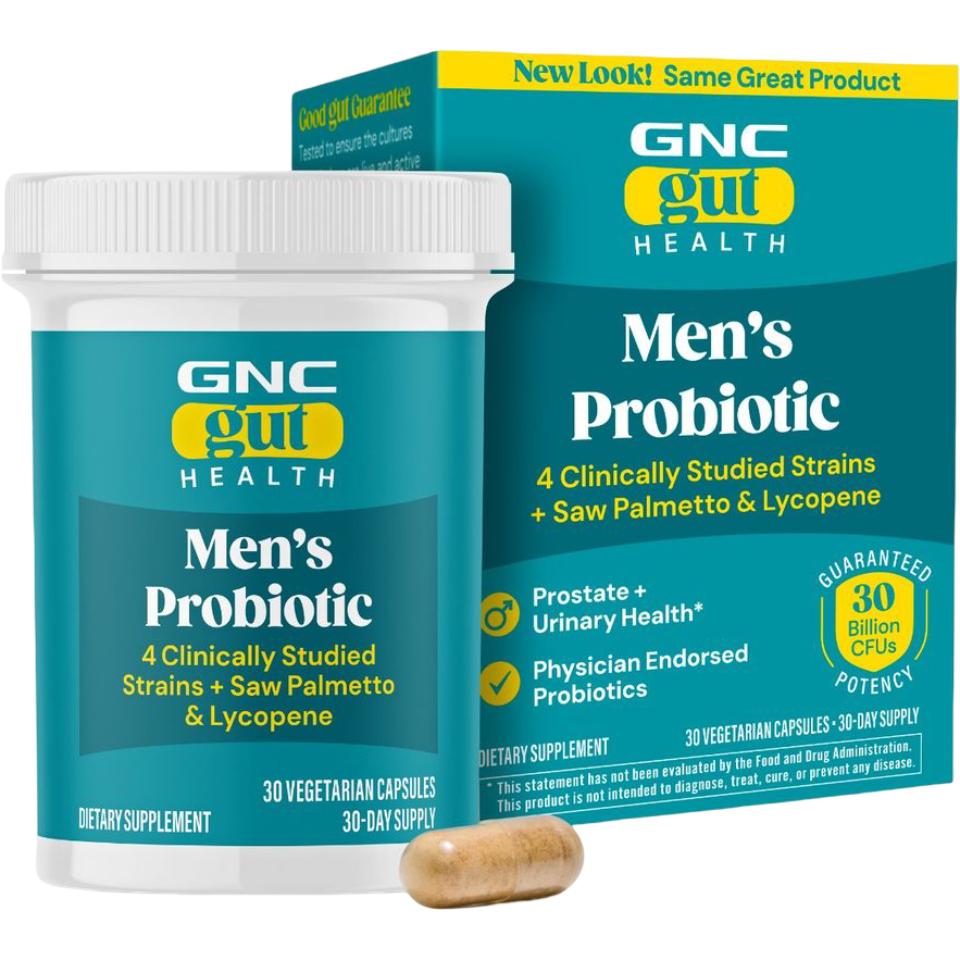 Supliment alimentar GNC Gut Health Men’s Probiotic, Probiotic LAB4 Studiat Clinic, 30 Miliarde UFC Culturi Vii cu Saw Palmetto si Lycopene, 30 cps